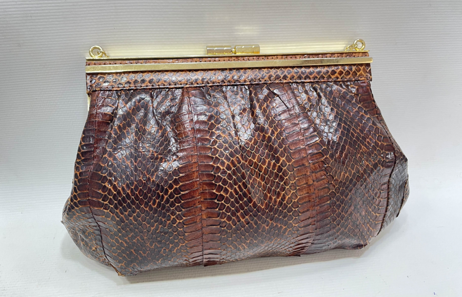 YILAN DERİSİ ANTİKA GECE ÇANTASI