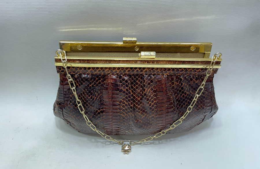 YILAN DERİSİ ANTİKA GECE ÇANTASI