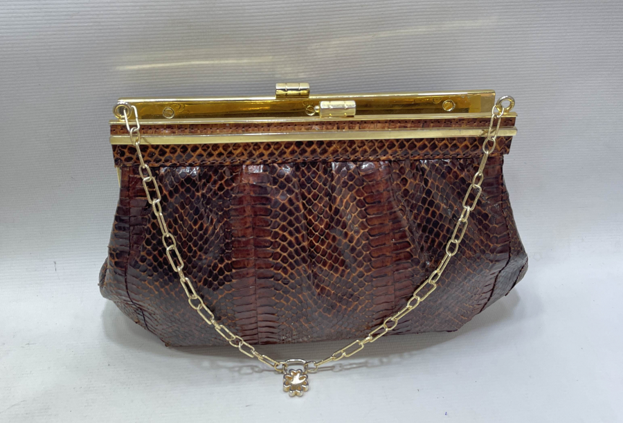 YILAN DERİSİ ANTİKA GECE ÇANTASI