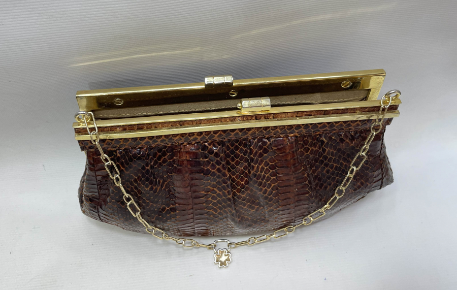 YILAN DERİSİ ANTİKA GECE ÇANTASI