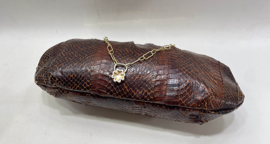 YILAN DERİSİ ANTİKA GECE ÇANTASI