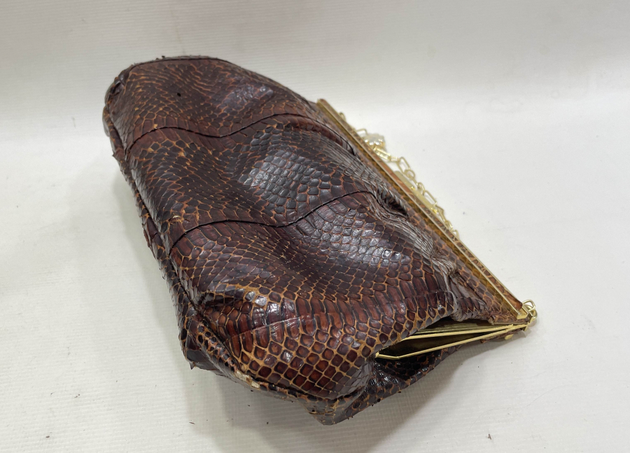 YILAN DERİSİ ANTİKA GECE ÇANTASI