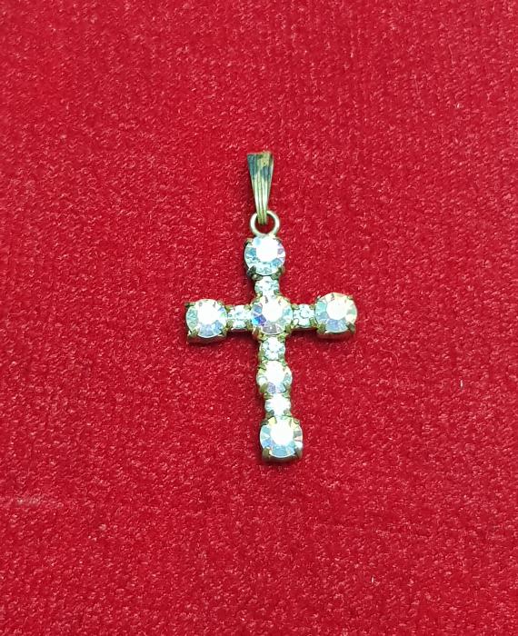 ZİRKON TAŞLARLA SÜSLÜ ANTİKA HAÇ KOLYE UCU