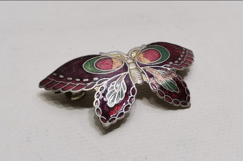 MİNELİ KELEBEK FORMLU ANTİKA SAÇ TOKASI