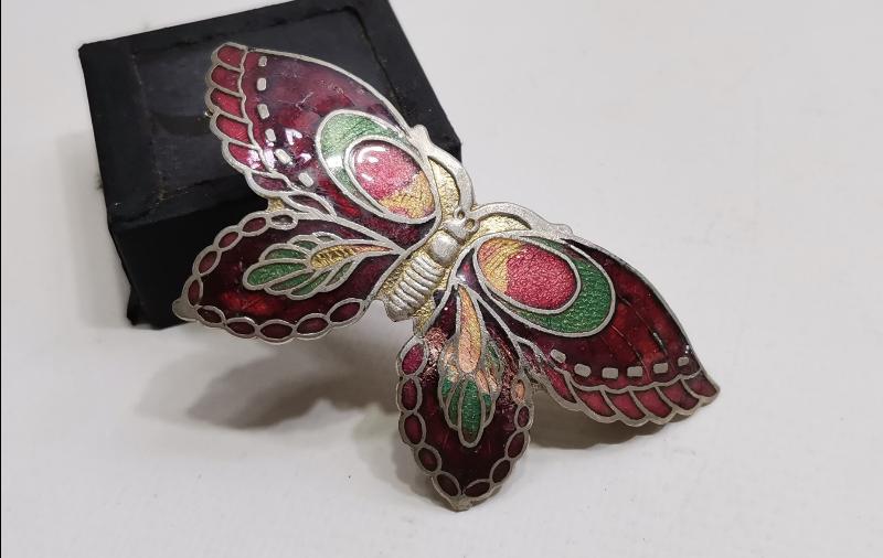 MİNELİ KELEBEK FORMLU ANTİKA SAÇ TOKASI