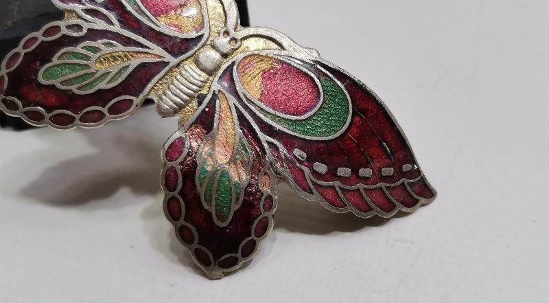 MİNELİ KELEBEK FORMLU ANTİKA SAÇ TOKASI