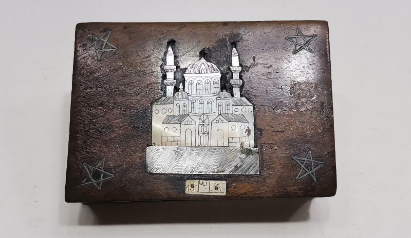 OSMANLI DÖNEMİ 1319 TARİHLİ AYASOFYA CAMİ GÖRSELLİ AHŞAP TÜTÜN TABAKASI