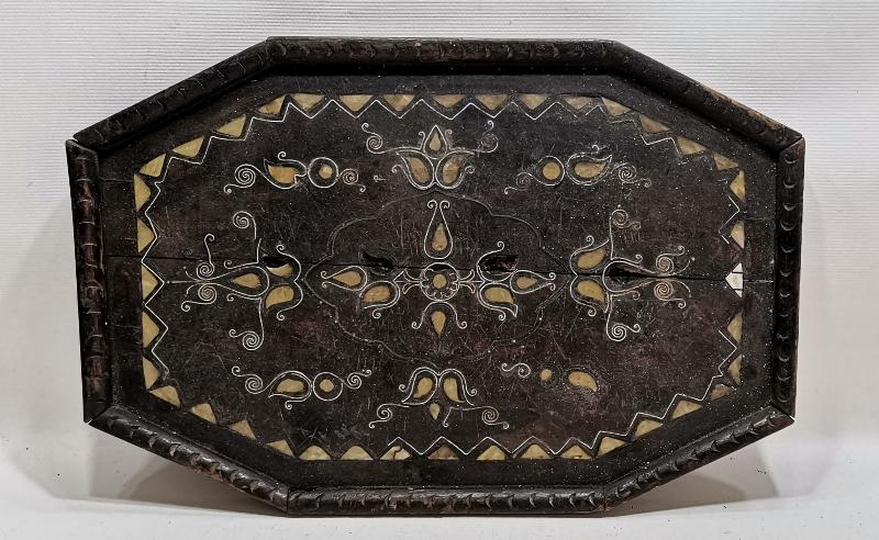 OSMANLI DÖNEMİ AFYON İŞİ GÜMÜŞ VE SEDEF KAKMA AHŞAP GELİN TEPSİSİ