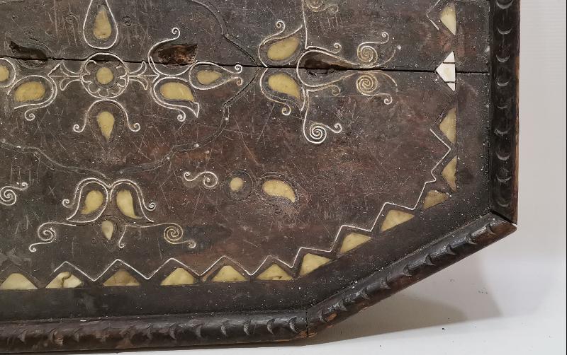 OSMANLI DÖNEMİ AFYON İŞİ GÜMÜŞ VE SEDEF KAKMA AHŞAP GELİN TEPSİSİ