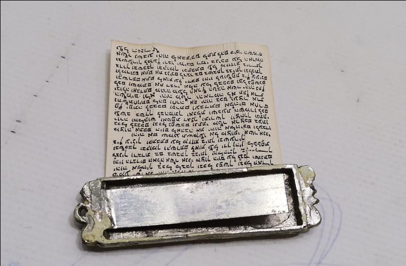 OSMANLI DÖNEMİ EL YAZMA DUALI YAHUDİ MEZUZA