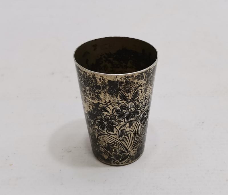 OSMANLI DÖNEMİ RUM İŞİ KALEM İŞÇİLİKLİ GÜMÜŞ BARDAK