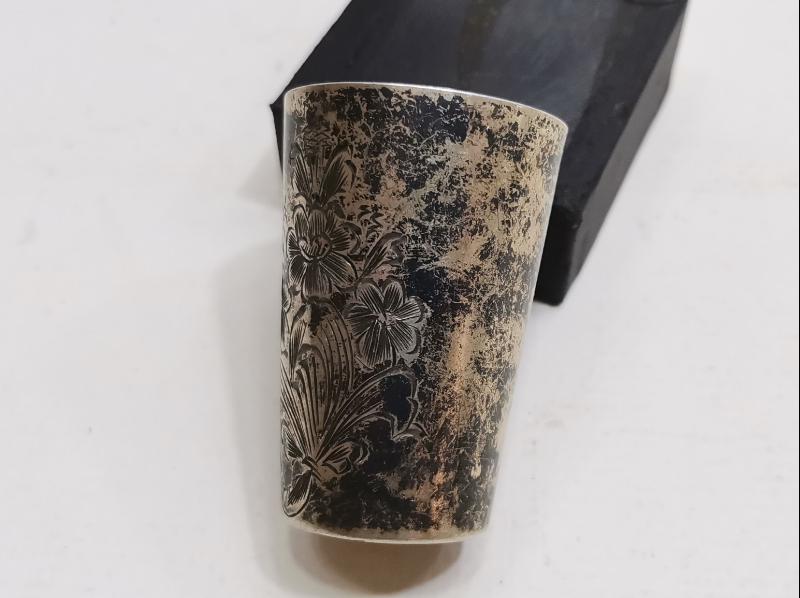 OSMANLI DÖNEMİ RUM İŞİ KALEM İŞÇİLİKLİ GÜMÜŞ BARDAK