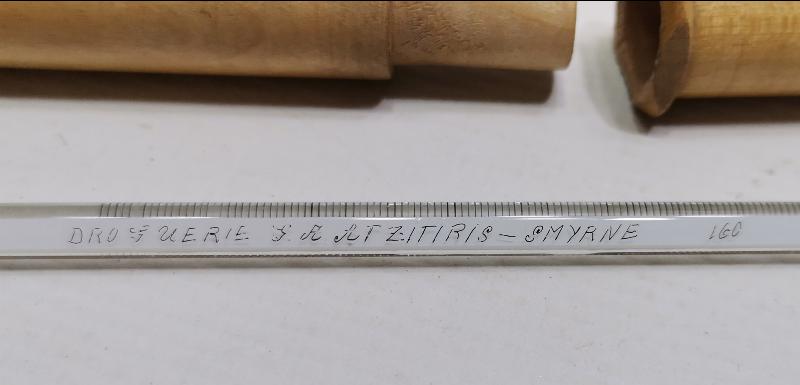 OSMANLI TIP TARİHİ - RUM İŞİ SMYRNE YAZILI ÇOK NADİR ATEŞ ÖLÇER TERMOMETRE