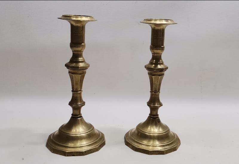 OSMANLICA SÜLEYMANİYE DAMGALI BİR ÇİFT PİRİNÇ ŞAMDAN