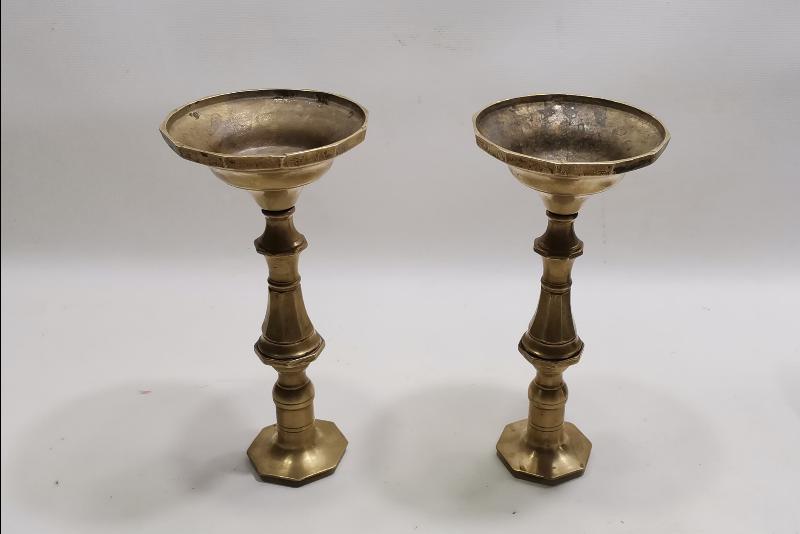 OSMANLICA SÜLEYMANİYE DAMGALI BİR ÇİFT PİRİNÇ ŞAMDAN