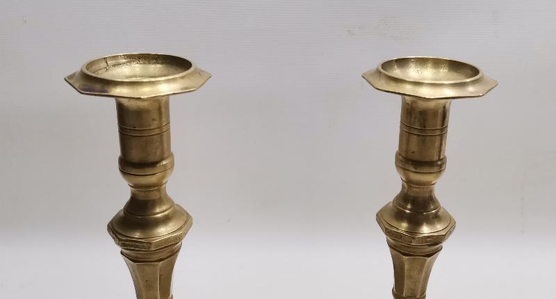 OSMANLICA SÜLEYMANİYE DAMGALI BİR ÇİFT PİRİNÇ ŞAMDAN