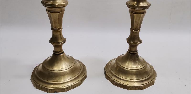 OSMANLICA SÜLEYMANİYE DAMGALI BİR ÇİFT PİRİNÇ ŞAMDAN