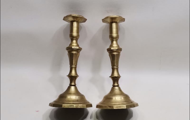 OSMANLICA SÜLEYMANİYE DAMGALI BİR ÇİFT PİRİNÇ ŞAMDAN