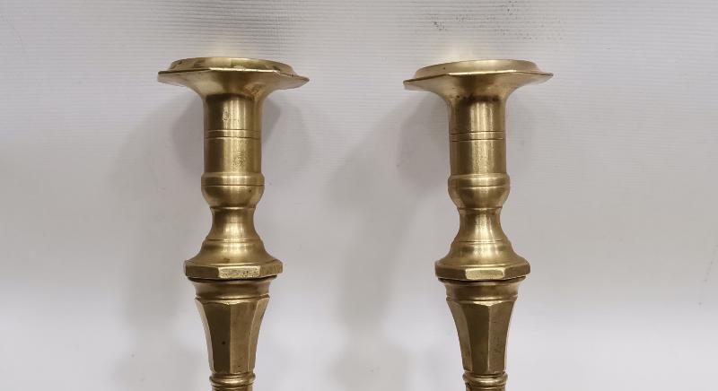 OSMANLICA SÜLEYMANİYE DAMGALI BİR ÇİFT PİRİNÇ ŞAMDAN