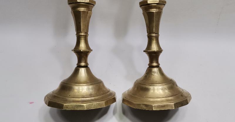 OSMANLICA SÜLEYMANİYE DAMGALI BİR ÇİFT PİRİNÇ ŞAMDAN