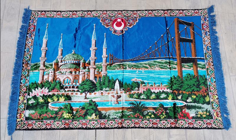İSTANBUL BOĞAZ KÖPRÜSÜ VE AYASOFYA CAMİİ TEMALI KADİFE DUVAR HALISI