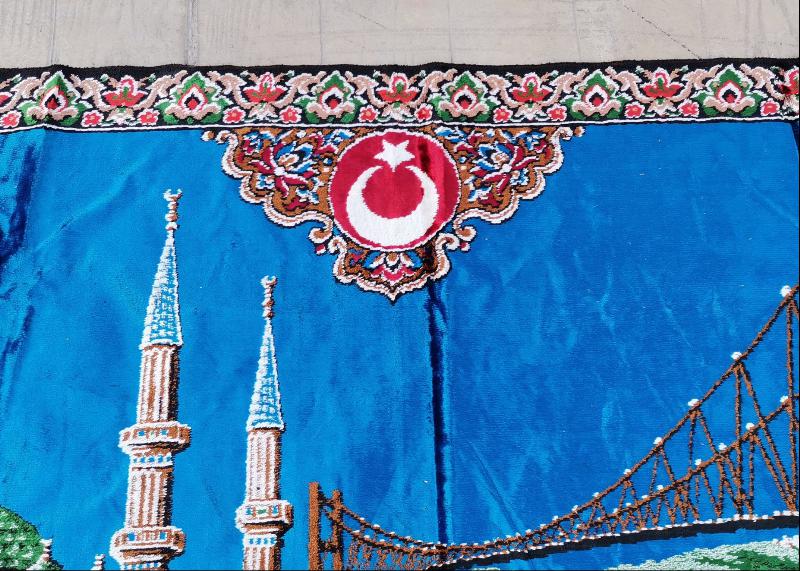 İSTANBUL BOĞAZ KÖPRÜSÜ VE AYASOFYA CAMİİ TEMALI KADİFE DUVAR HALISI