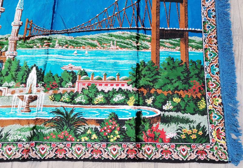 İSTANBUL BOĞAZ KÖPRÜSÜ VE AYASOFYA CAMİİ TEMALI KADİFE DUVAR HALISI