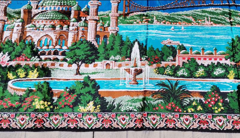 İSTANBUL BOĞAZ KÖPRÜSÜ VE AYASOFYA CAMİİ TEMALI KADİFE DUVAR HALISI