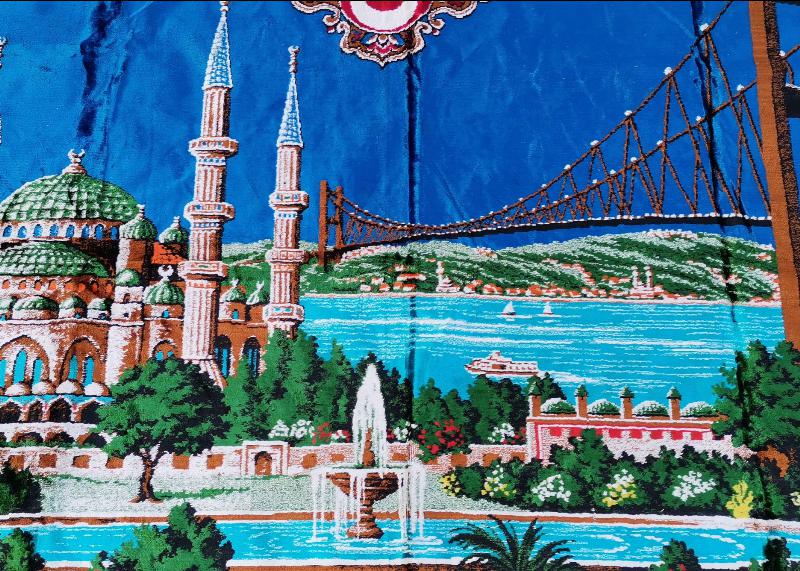 İSTANBUL BOĞAZ KÖPRÜSÜ VE AYASOFYA CAMİİ TEMALI KADİFE DUVAR HALISI