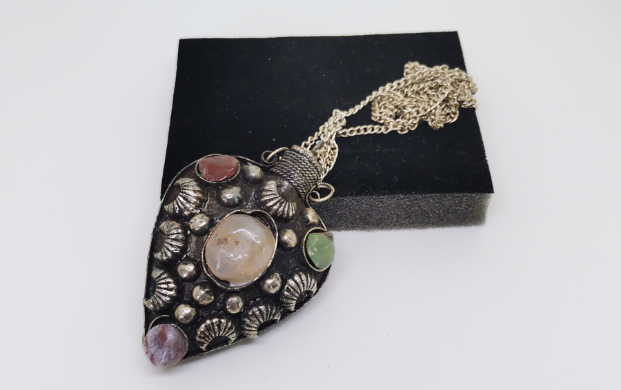 AKİK TAŞLI ANTİKA GÜMÜŞ KAPLAMA KOKULUK