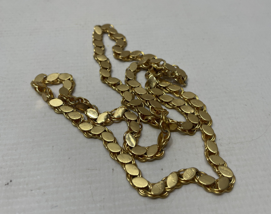 ALTIN KAPLAMA BAKLALI ZİNCİR KOLYE