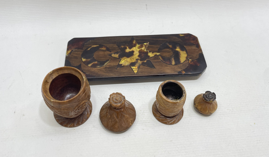 BAĞA VE KUKADAN MAMUL AY YILDIZLI ANTİKA HOKKA TAKIMI