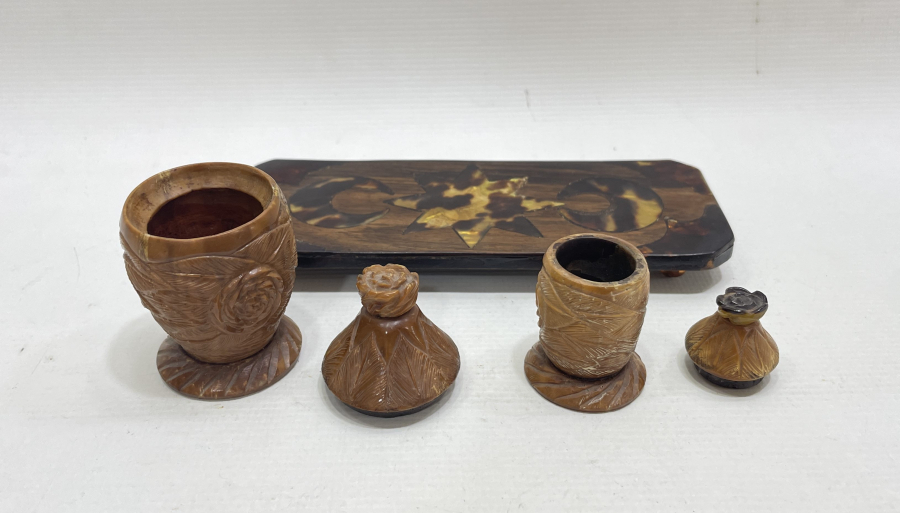 BAĞA VE KUKADAN MAMUL AY YILDIZLI ANTİKA HOKKA TAKIMI