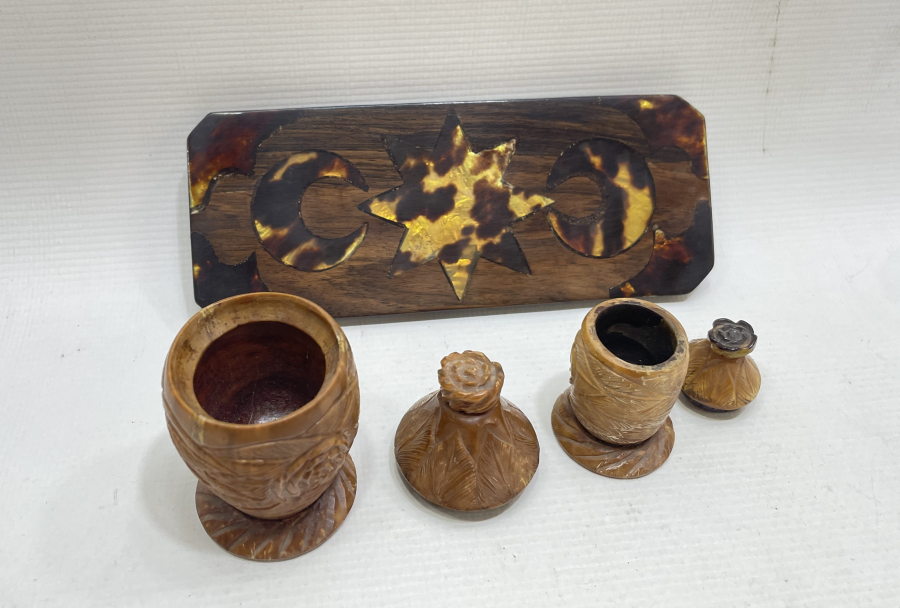 BAĞA VE KUKADAN MAMUL AY YILDIZLI ANTİKA HOKKA TAKIMI