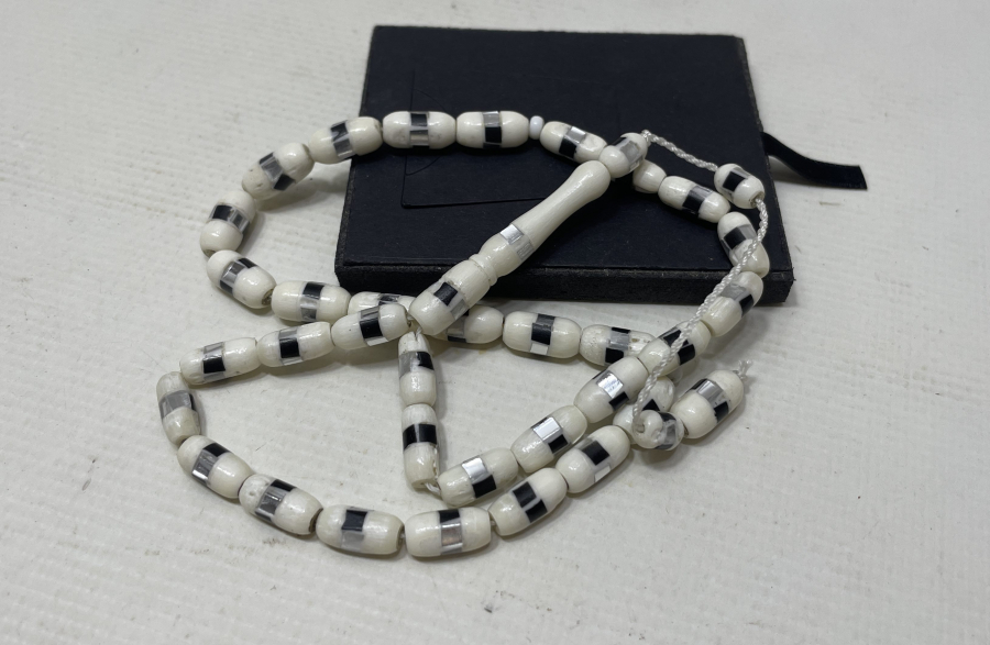 KEMİK ÜZERİ SEDEF ÇAKMA İŞÇİLİKLİ TESPİH