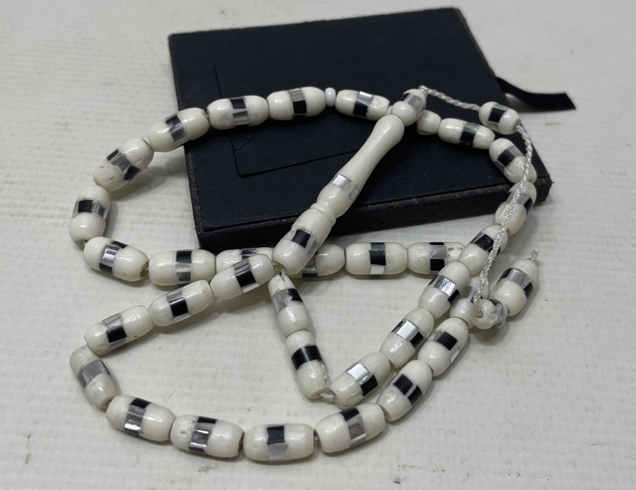 KEMİK ÜZERİ SEDEF ÇAKMA İŞÇİLİKLİ TESPİH