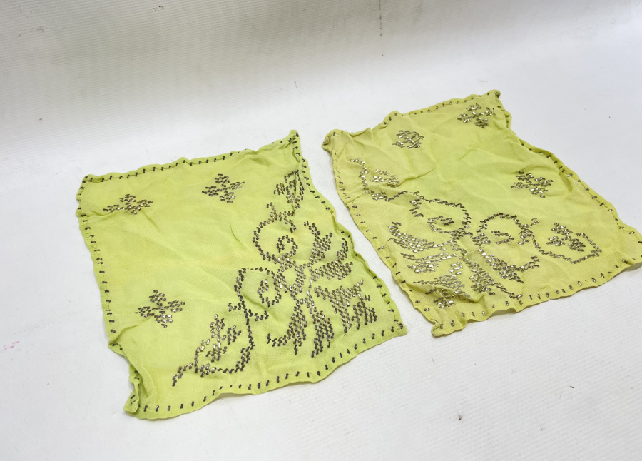 TEL KIRMA İŞÇİLİKLİ ANTİKA ÇİFT ŞERBET MENDİLİ