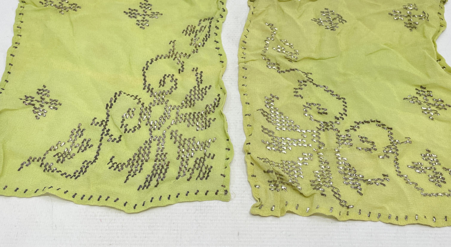 TEL KIRMA İŞÇİLİKLİ ANTİKA ÇİFT ŞERBET MENDİLİ