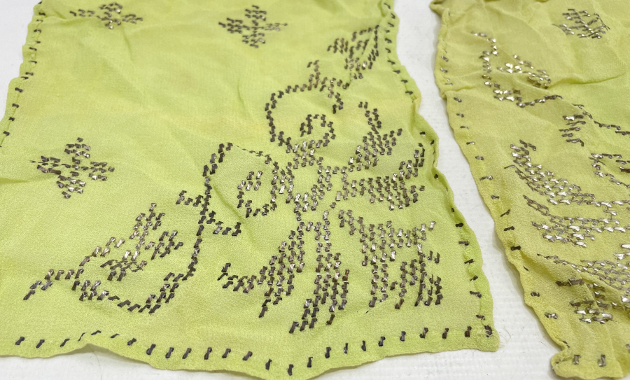 TEL KIRMA İŞÇİLİKLİ ANTİKA ÇİFT ŞERBET MENDİLİ