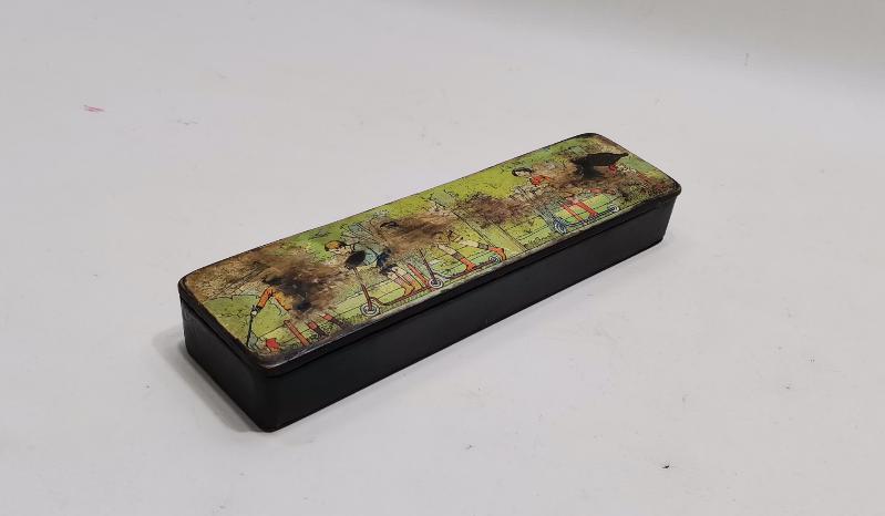 1900'LERDEN SCOOTER SÜREN ÇOCUKLAR RESİMLİ PAPIER MACHE KALEM KUTUSU