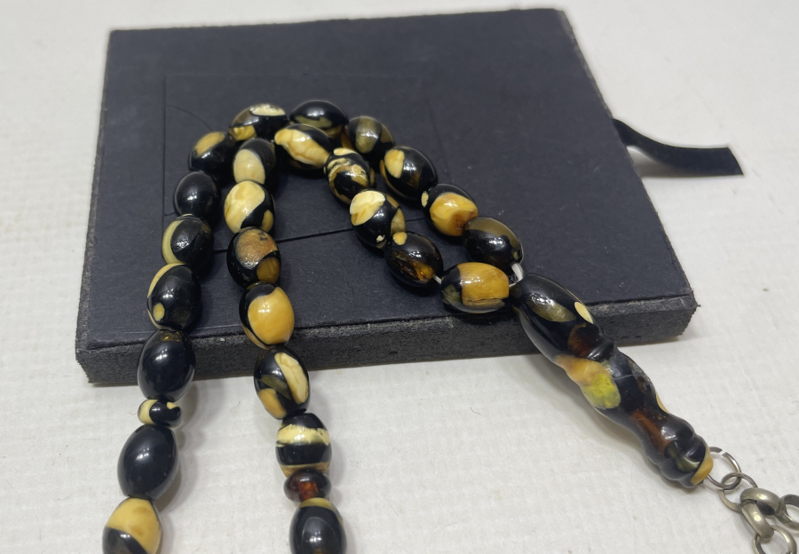 EL YAPIMI ANTİKA DAMLA KEHRİBAR TESPİH