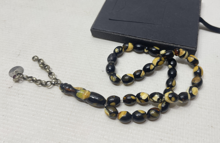 EL YAPIMI ANTİKA DAMLA KEHRİBAR TESPİH