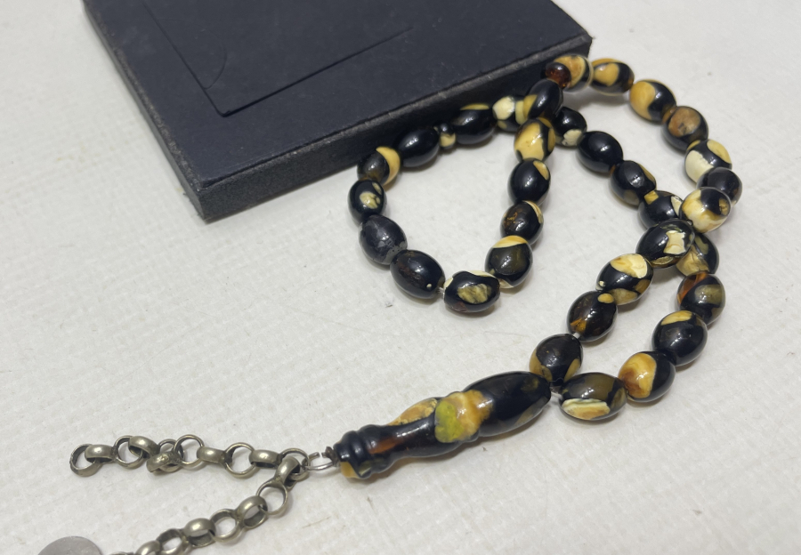 EL YAPIMI ANTİKA DAMLA KEHRİBAR TESPİH