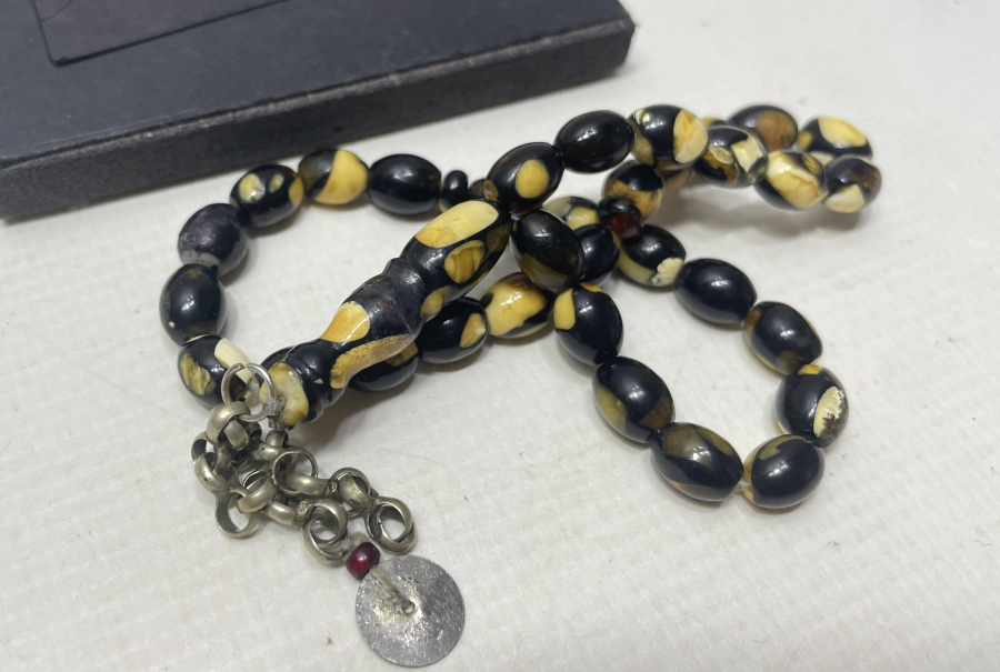 EL YAPIMI ANTİKA DAMLA KEHRİBAR TESPİH