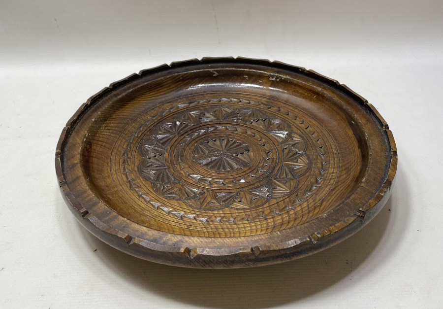 İŞLEMELİ ANTİKA AHŞAP İKRAMLIK