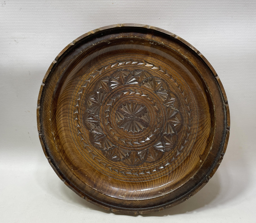 İŞLEMELİ ANTİKA AHŞAP İKRAMLIK