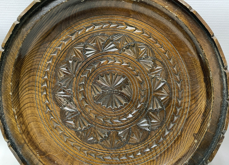 İŞLEMELİ ANTİKA AHŞAP İKRAMLIK