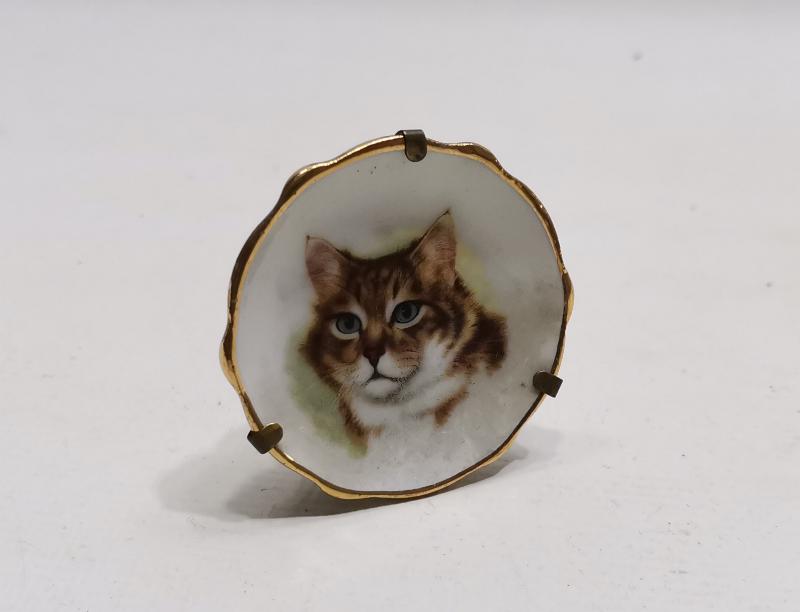 LIMOGES MARKA KEDİ RESİMLİ MİNİ PORSELEN DUVAR TABAĞI