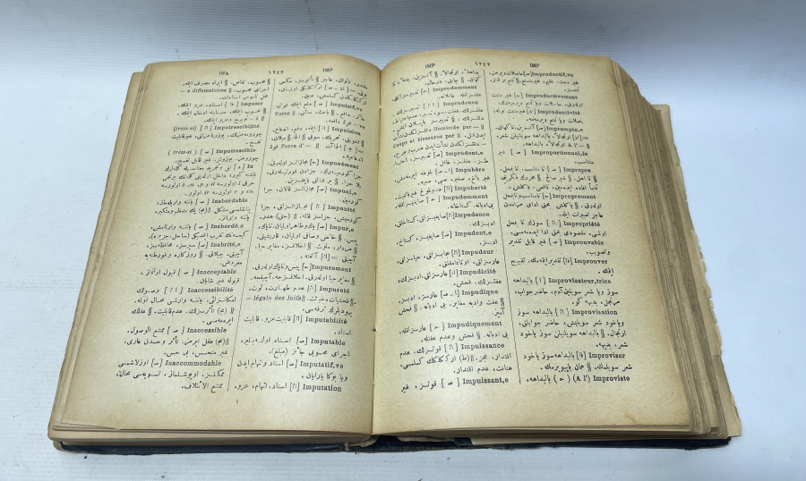 OSMANLI DÖNEMİ ALTIN VARAKLI CİLDİNDE DEV BOYDA OSMANLICA FRANSIZCA SÖZLÜK