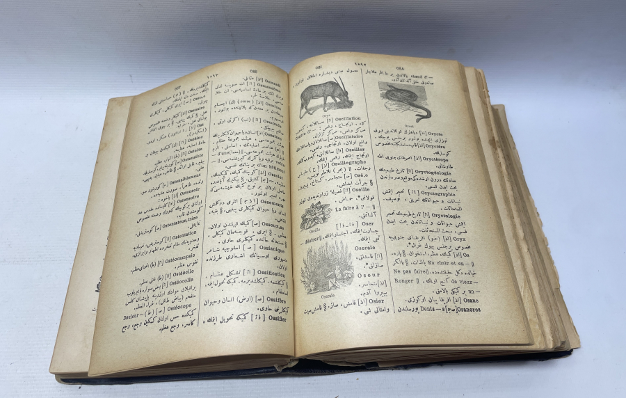 OSMANLI DÖNEMİ ALTIN VARAKLI CİLDİNDE DEV BOYDA OSMANLICA FRANSIZCA SÖZLÜK